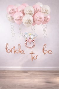 Bride To Be Balon Set; Baskılı Balon, Rose Gold Folyo ve Tek Taş Yüzük