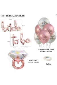 Bride To Be Balon Set; Baskılı Balon, Rose Gold Folyo ve Tek Taş Yüzük