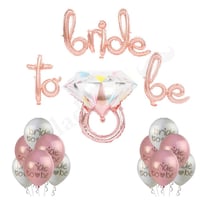Bride To Be Balon Set; Baskılı Balon, Rose Gold Folyo ve Tek Taş Yüzük