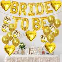 Bride To Be  Gold  Folyo Balon Seti, 5 Adet Kalp Folyo ve Lateks Balon