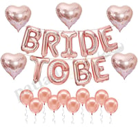 Bride To Be  Rose Gold  Folyo Balon Seti, 5 Adet Kalp Folyo ve Lateks Balon