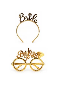 Bride To Be Tac Gözlük Seti Gold Renk Parti Aksesuar Taç Gözlük