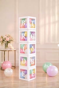 Bride To Be Yazılı Büyük Boy 25 cm Beyaz Kutu ve Balon Seti Nişan Kına Parti Kutlama Seti