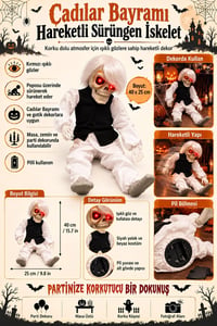 Cadılar Bayramı Ağlayan Beyaz Hayalet 40 x 25 cm – Kırmızı Işıklı Gözlü Pilli Halloween Dekoru