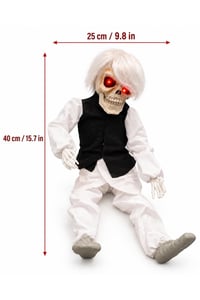 Cadılar Bayramı Ağlayan Beyaz Hayalet 40 x 25 cm – Kırmızı Işıklı Gözlü Pilli Halloween Dekoru