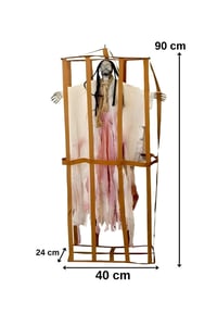 Cadılar Bayramı Askılı Kafesli Korku Figürü Beyaz – Sesli Hareketli Işıklı Halloween Dekoru 90 cm