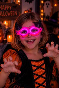 Cadılar Bayramı Boynuzlu Glow Stick Parti Maskesi – Fosforlu Işıklı Çocuk Maskesi 18 cm