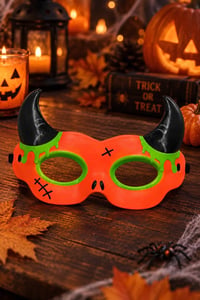 Cadılar Bayramı Boynuzlu Glow Stick Parti Maskesi – Fosforlu Işıklı Çocuk Maskesi 18 cm