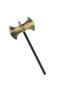 Cadılar Bayramı Çift Ağızlı Plastik Balta 100 cm – Gold Eskitme Halloween Kostüm Aksesuarı