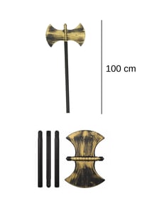 Cadılar Bayramı Çift Ağızlı Plastik Balta 100 cm – Gold Eskitme Halloween Kostüm Aksesuarı