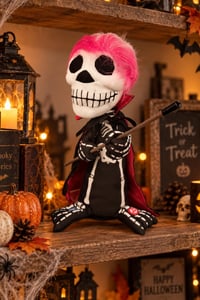 Cadılar Bayramı Hareketli Sesli Işıklı İskelet Figür 30 cm – Halloween Dekoratif Masa Süsü