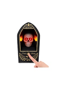 Cadılar Bayramı Işıklı Sesli Kafatası Kapı Zili – Konuşan Halloween Kapı Dekoru