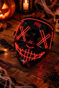 Cadılar Bayramı Kırmızı Neon Işıklı Purge Maske – LED Korku Maskesi