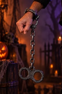 Cadılar Bayramı Mahkum Zinciri Plastik Kelepçe – 75 cm Halloween Kostüm Aksesuarı