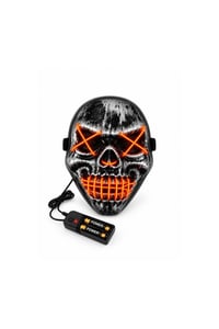 Cadılar Bayramı Neon Işıklı Kuru Kafa Maske – Turuncu Işıklı Halloween Kostüm Maskesi
