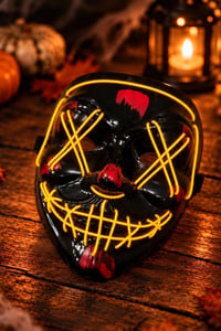 Cadılar Bayramı Sarı Neon Işıklı Korku Maskesi – Pilli Halloween Parti ve Kostüm Maskesi