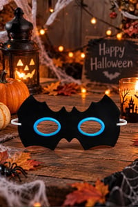 Cadılar Bayramı Yarasa Glow Stick Parti Maskesi – Işıklı Fosforlu Kostüm Maskesi 18 cm