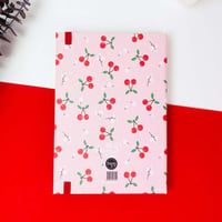 Cherry Tasarımlı Lastikli Çizgisiz Defter
