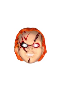 Chucky Maske – Turuncu Saçlı Dikiş Detaylı Cadılar Bayramı Korku Maskesi