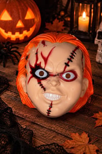 Chucky Maske – Turuncu Saçlı Dikiş Detaylı Cadılar Bayramı Korku Maskesi