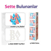 Cinsiyet Belirleme Parti Seti; Baby Kutu,Fon Perde, Folyo Balon Ve Balon Zincir Seti Konsept 2 