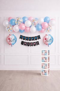 Cinsiyet Belirleme Parti Seti; Baby Kutu, Banner, Folyo Balon Ve Balon Zincir Seti Konsept 4 