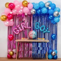 Cinsiyet Belirleme Parti Seti; Fon Perde Folyo Balon Ve Balon Zincir Seti Konsept 1 