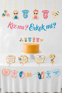 Cinsiyet Partisi Süsleri Seti – Kız mı Erkek mi? Baby Shower Gender Reveal Parti Dekorasyon Seti