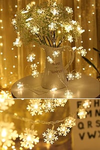 Dekoratif Aydınlatma Kar Tanesi Led Dizeleri 20'li 2 Metre Pilli Led Yılbaşı Dekor
