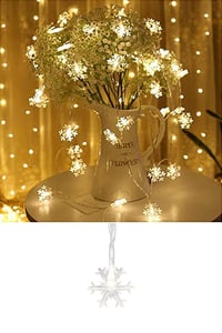 Dekoratif Aydınlatma Kar Tanesi Led Dizeleri 20'li 2 Metre Pilli Led Yılbaşı Dekor