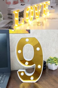 Dekoratif Led Işıklı 3D 9 Rakamı Büyük Boy Organizasyon Doğum Günü Kutlama