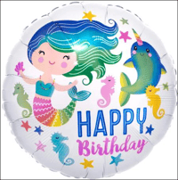 Deniz Kızı Yuvarlak Folyo Balon 18 inç Model 1