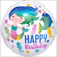 Deniz Kızı Yuvarlak Folyo Balon 18 inç Model 1