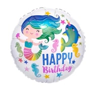 Deniz Kızı Yuvarlak Folyo Balon 18 inç Model 1