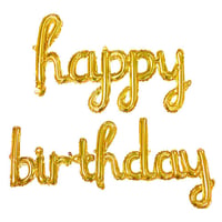 El Yazılı 16 İnç Happy Birthday Gold Balon Set 