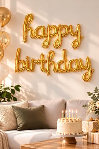 El Yazılı 16 İnç Happy Birthday Gold Balon Set 