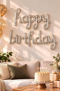 El Yazılı 16 İnç Happy Birthday Gümüş Balon Set 