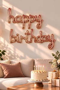 El Yazılı 16 İnç Happy Birthday Rose Gold Balon Set 