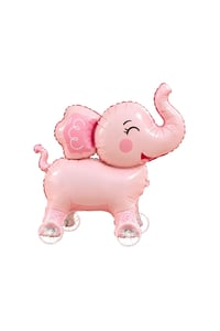 Fil Temalı Tekerlekli Folyo Yürüyen Balon – Pembe Sevimli Fil Balon 59x62 cm