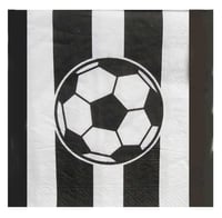 Futbol Temalı Siyah Beyaz Çizgili Kağıt Peçete 33x33 cm – 20’li Parti Peçetesi