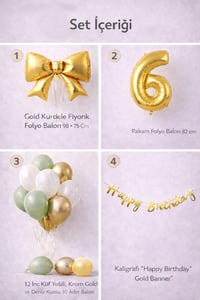 Gold Fiyonk 6 Yaş Doğum Günü Balon Seti