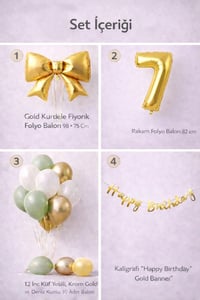 Gold Fiyonk 7 Yaş Doğum Günü Balon Seti