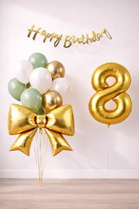 Gold Fiyonk 8 Yaş Doğum Günü Balon Seti