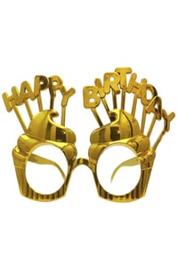 Gold Happy Birthday Parti Gözlüğü