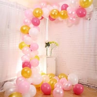 Gold Pembe Beyaz Balon Zinciri Seti Konsept 3