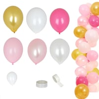 Gold Pembe Beyaz Balon Zinciri Seti Konsept 3