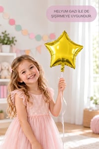 Gold Yıldız Folyo Balon 45 cm - Bebek Çocuk Parti Kutlama