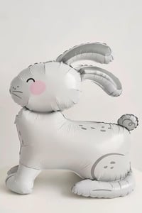 Gri 3D Büyük Boy Tavşan Folyo Balon