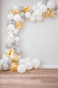 Gri Beyaz Konfetili Balon Zinciri Seti Konsept 8