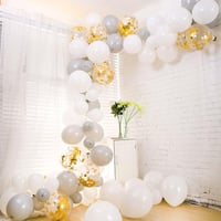 Gri Beyaz Konfetili Balon Zinciri Seti Konsept 8